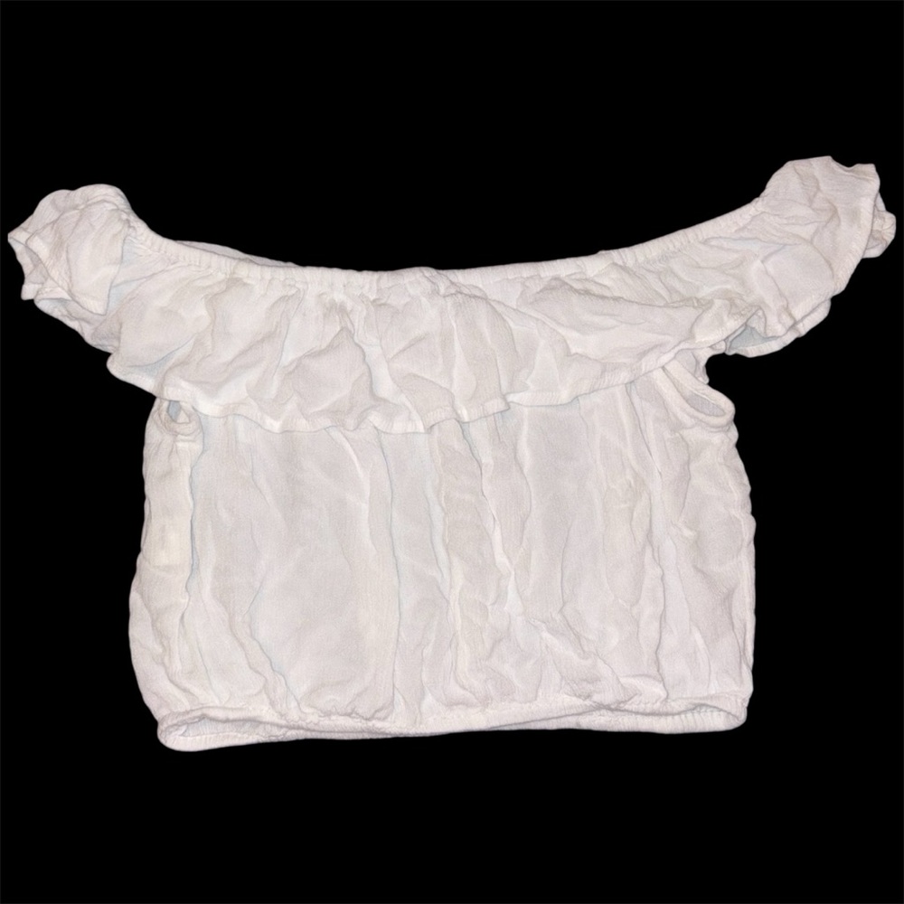 Ruffled Off-Shoulder White Blouse
